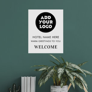 Affiche Enseigne de bienvenue simple pour hôtel avec logo 