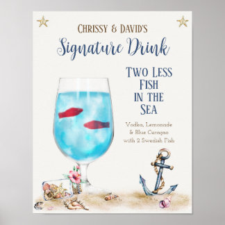 Affiche Enseigne de boisson signature Deux poissons de moi