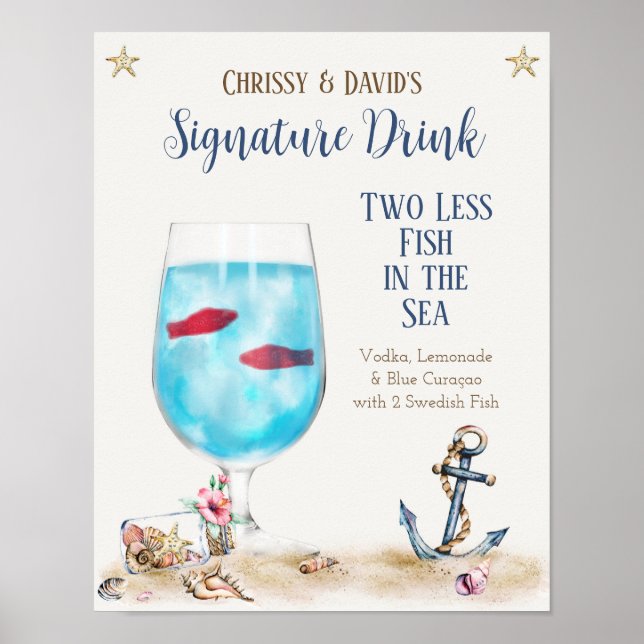 Affiche Enseigne de boisson signature Deux poissons de moi (Devant)