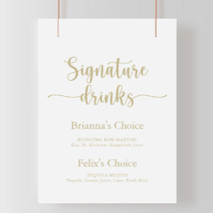 Affiche Enseigne de boissons à signature calligraphique mi
