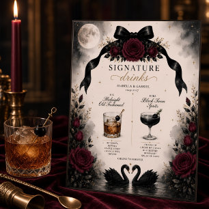 Affiche Enseigne de boissons de luxe gothique à nœud noir