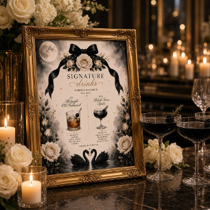 Affiche Enseigne de boissons de luxe gothique avec nœud no