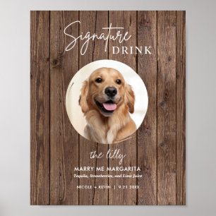 Affiche Enseigne de boissons de mariage de chien imprimabl