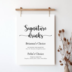 Affiche Enseigne de boissons de signature de calligraphie 