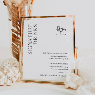 Affiche Enseigne de boissons de signature de mariage HARLO