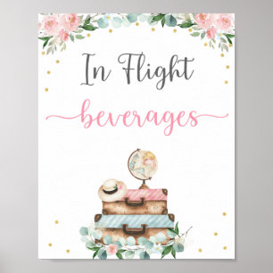 Affiche Enseigne de Boissons de Voyage de Mariage Florale