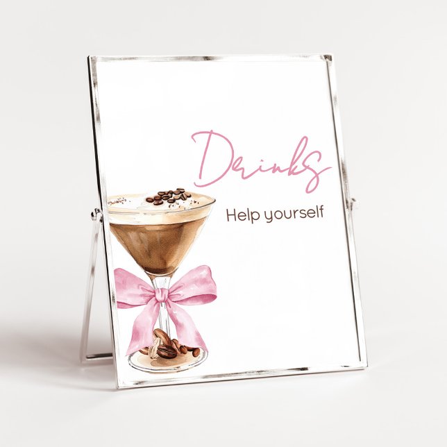 Affiche Enseigne de boissons Espresso Bébé Naissance Rose (Espresso Baby Shower Sign)