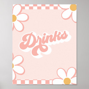 Affiche Enseigne de boissons pour Baby Shower Groovy