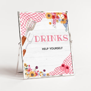 Affiche Enseigne de boissons pour Baby Shower Pink Barbequ