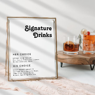 Affiche Enseigne de boissons signature avec lettrage rétro