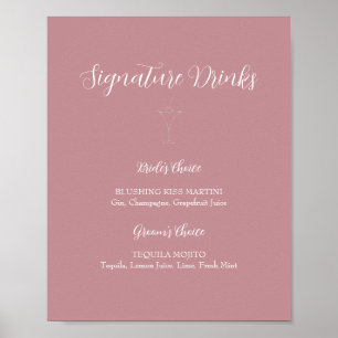 Affiche Enseigne de boissons signature ROE rose et blanc