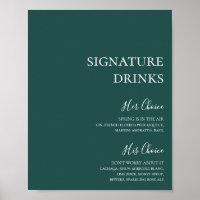 Enseigne de boissons signature vert foncé