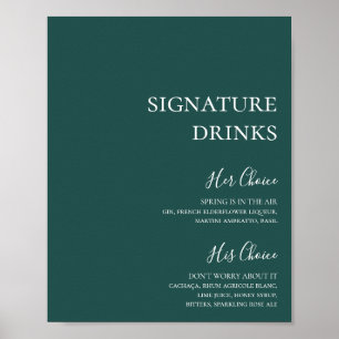 Affiche Enseigne de boissons signature vert foncé
