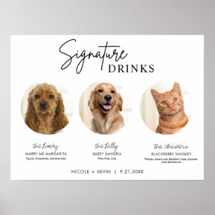 Affiche Enseigne de boissons signatures pour 3 animaux de