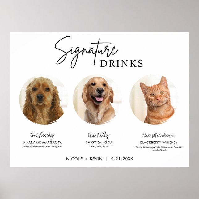 Affiche Enseigne de boissons signatures pour 3 animaux de  (Devant)