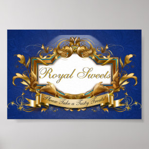 Affiche Enseigne de buffet de bonbons élégants Royal Sweet