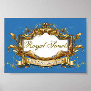 Affiche Enseigne de buffet de bonbons élégants Royal Sweet