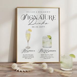 Affiche Enseigne de buisson de mariage de boisson signatur