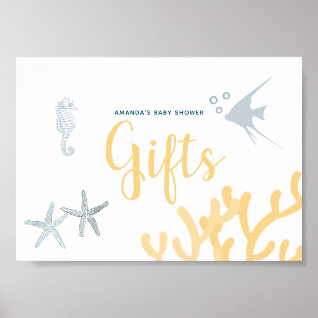 Affiche Enseigne de cadeaux de baby shower sur le thème de (Devant)