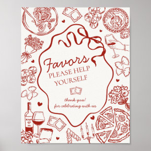 Affiche Enseigne de cadeaux de fête de dîner de pâtes ital