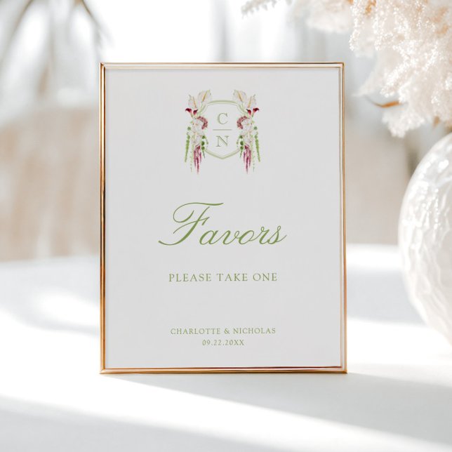 Affiche Enseigne de cadeaux de mariage à monogramme floral (Créateur téléchargé)
