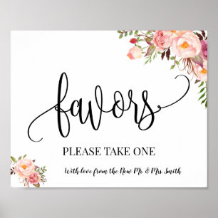 Affiche Enseigne de cadeaux de mariage bohème chic rose