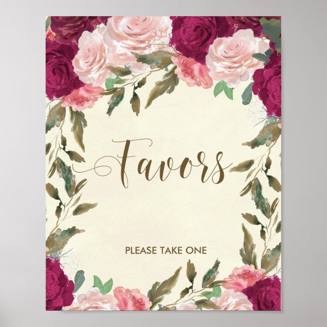 Affiche Enseigne de cadeaux de mariage floral pour la mari (Devant)