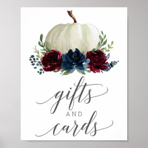 Affiche Enseigne de cadeaux et de cartes citrouille marine