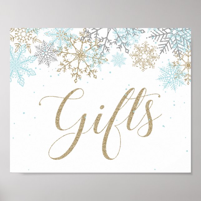 Affiche Enseigne de cadeaux Winter Onederland flocon de ne (Devant)