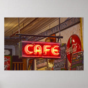 Affiche Enseigne de café au néon, Jefferson, Texas