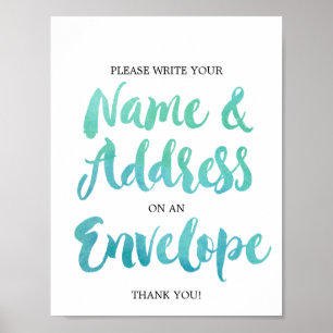 Affiche Enseigne de calligraphie à l'aquarelle Adresser un