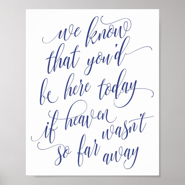 Affiche Enseigne de calligraphie de luxe en souvenir (Bleu (Devant)