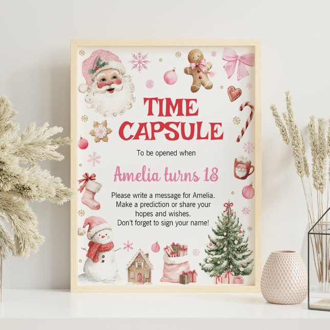Affiche Enseigne de capsule temporelle de Noël rétro d'hiv (Créateur téléchargé)