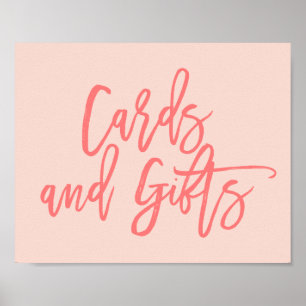 Affiche Enseigne de cartes et cadeaux coralliens lettrage