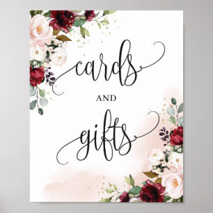 Affiche Enseigne de cartes et cadeaux de mariage moderne r