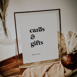 Affiche Enseigne de Cartes et Cadeaux de Typographie Noire
