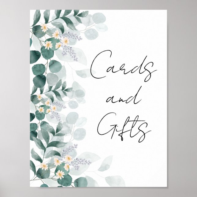 Affiche Enseigne de cartes et cadeaux en eucalyptus de ver (Devant)