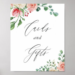 Affiche Enseigne de Cartes et Cadeaux Fleur de Rose Roseau