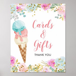 Affiche Enseigne de cartes et cadeaux floraux de glace pas