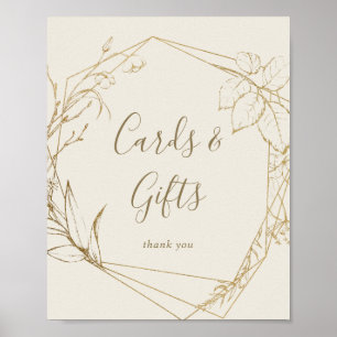Affiche Enseigne de Cartes et Cadeaux Géométriques à Crème