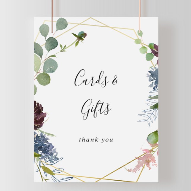 Affiche Enseigne de cartes et cadeaux géométriques dorés B (Créateur téléchargé)