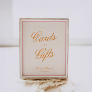 Affiche Enseigne de Cartes et Cadeaux Rose Orange Lueur de