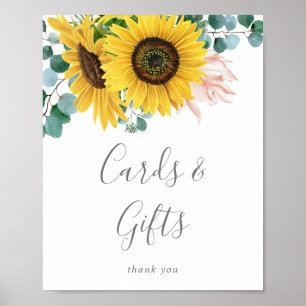 Affiche Enseigne de Cartes et Cadeaux Tournesol Eucalyptus