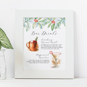 Affiche Enseigne de cocktail signature de Noël