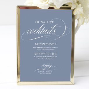 Affiche Enseigne de cocktails de signature de bleu poussié