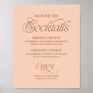 Affiche Enseigne de cocktails signature minimaliste mariag