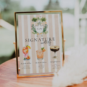 Affiche Enseigne de cocktails signature pour enterrement d