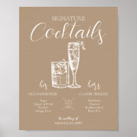 Enseigne de cocktails signature pour mariage neutr