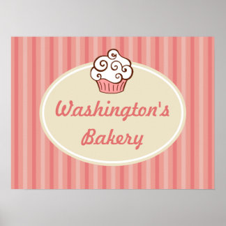 Affiche Enseigne de cupcake de boulangerie rose