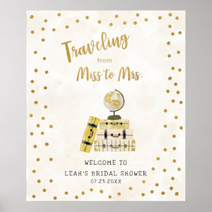 Affiche Enseigne de douche de mariée de Miss à Mrs